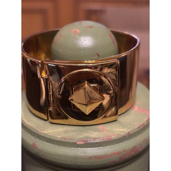 Kate Spade Gold-Tone Pyramide Stud Turnlock Bangle Bracelet - Picture 9 of 13